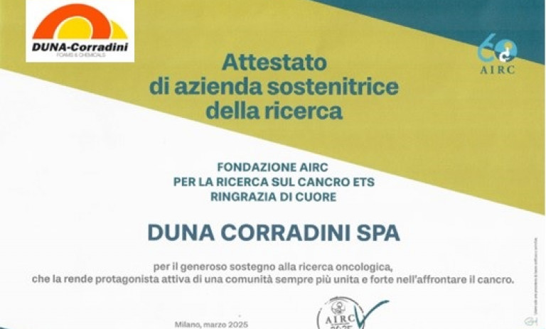 AIRC RECOGNIZES DUNA AS A "COMPANY SUPPORTING RESEARCH”