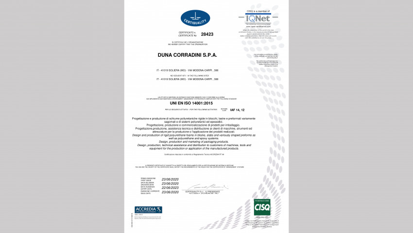 DUNA CERTIFIED ISO 14001