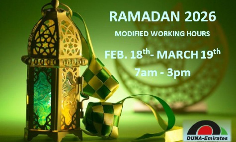 RAMADAN 2026: VARIAZIONE DI ORARIO IN DUNA-EMIRATES